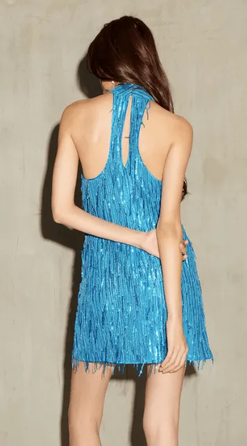 Cerulean Fringe Sequin Dress Designed by Saylor Marionne