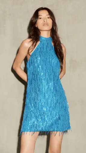 Cerulean Fringe Sequin Dress Designed by Saylor Marionne