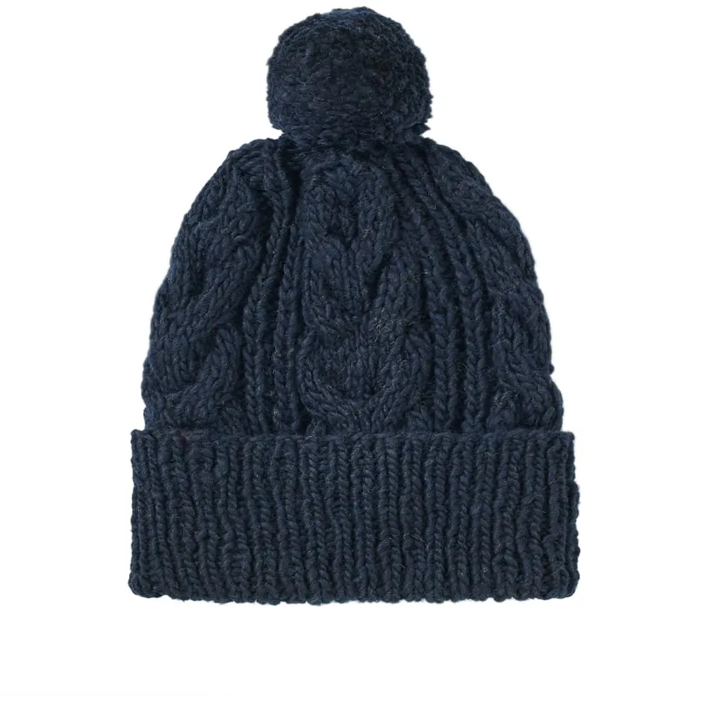 Chamula Navy Double Cuff Fisherman Beanie