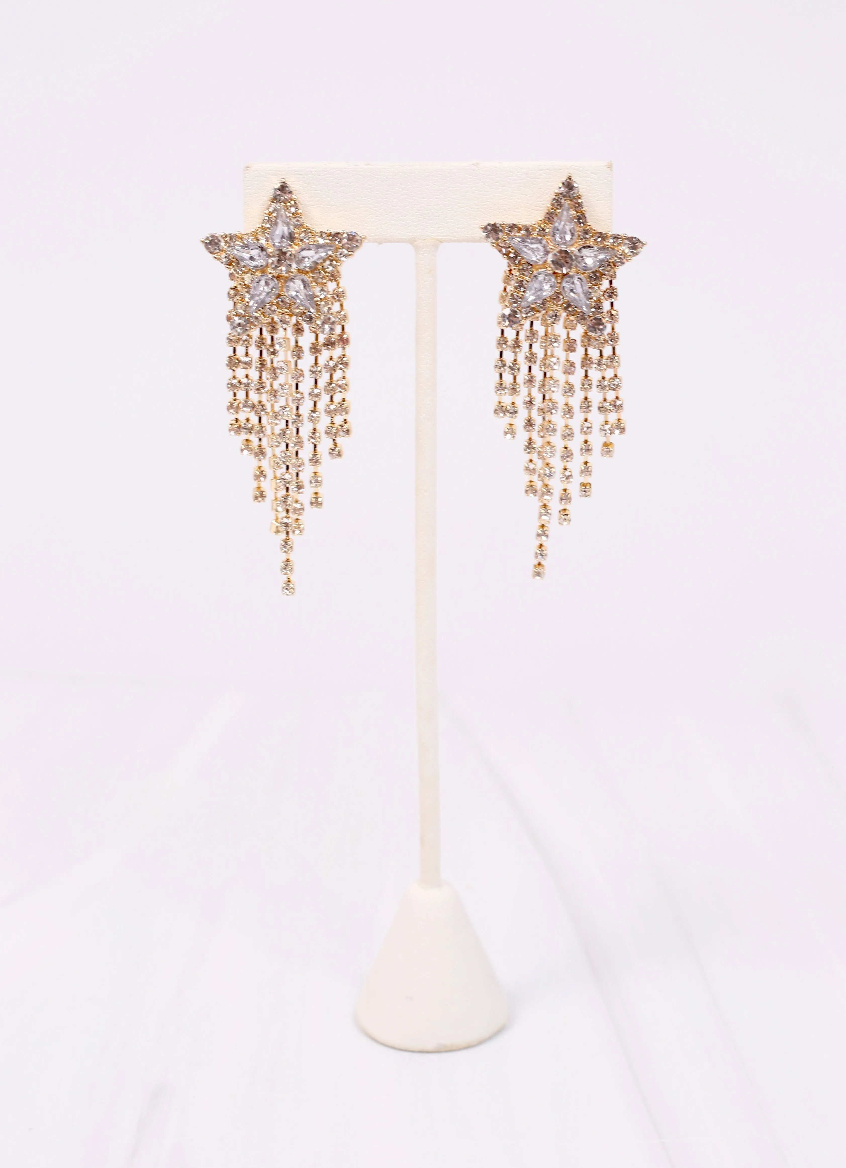 Clear Lucan CZ Star Fringe Earring