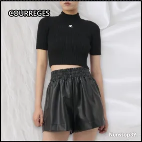 Courreges Party Style Street Style Plain Short Sleeves Casual