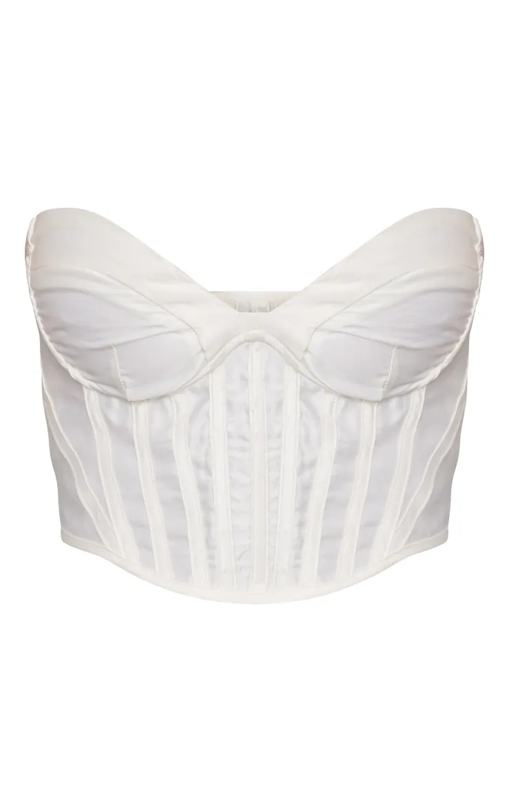 Cream Crop Corset with Curved Bust