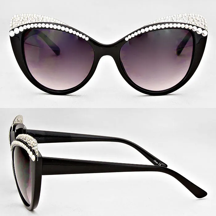 Crystal Accented Cat Eye Sunglasses by iLLASPARKZ