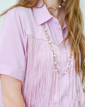 Eye-Catching Fringed Button-Up Blouse