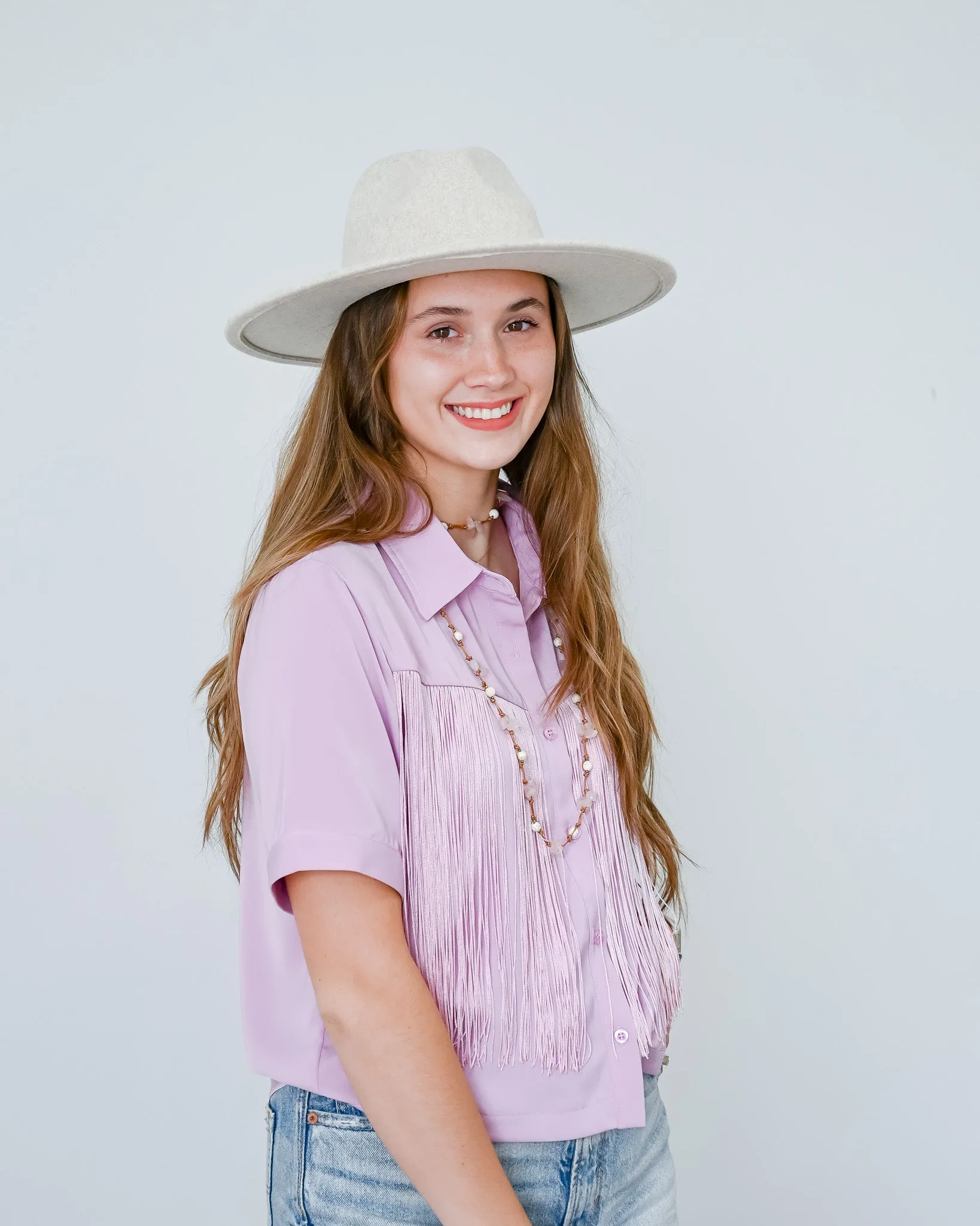 Eye-Catching Fringed Button-Up Blouse