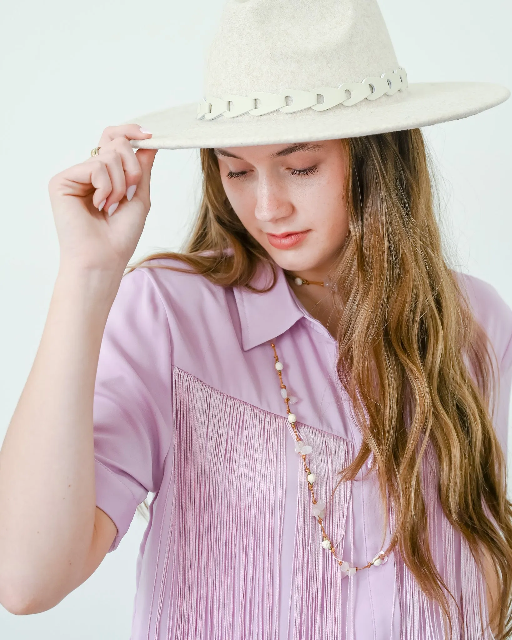 Eye-Catching Fringed Button-Up Blouse