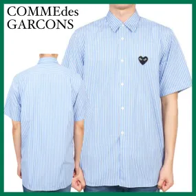 Cotton Tee with Stripes & Logo by COMME des GARCONS