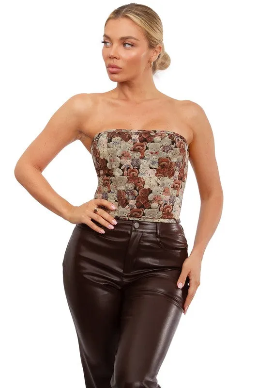 Teddy Bear Print Corset Top