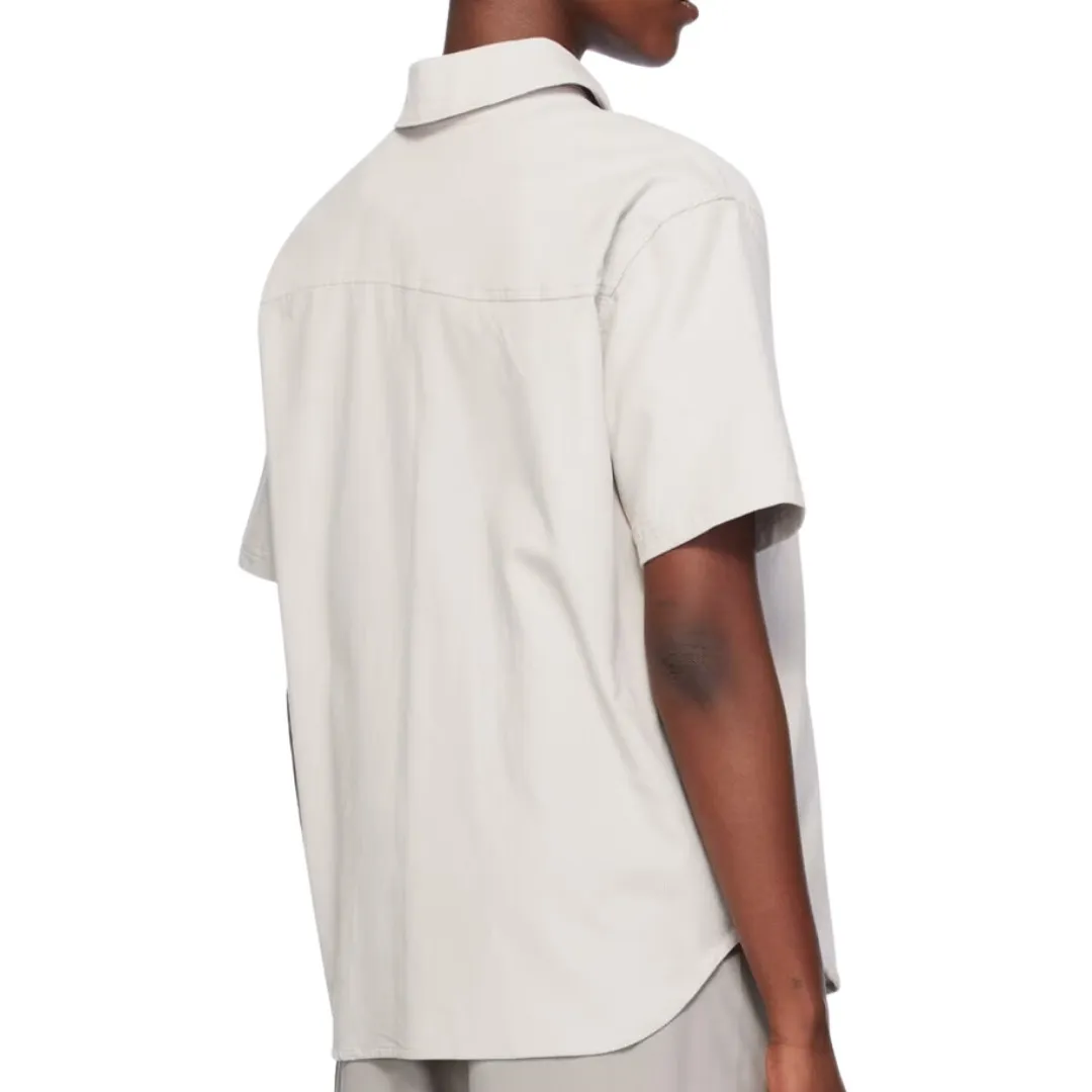 Cotton Short Sleeve Logo Top with Front Buttons