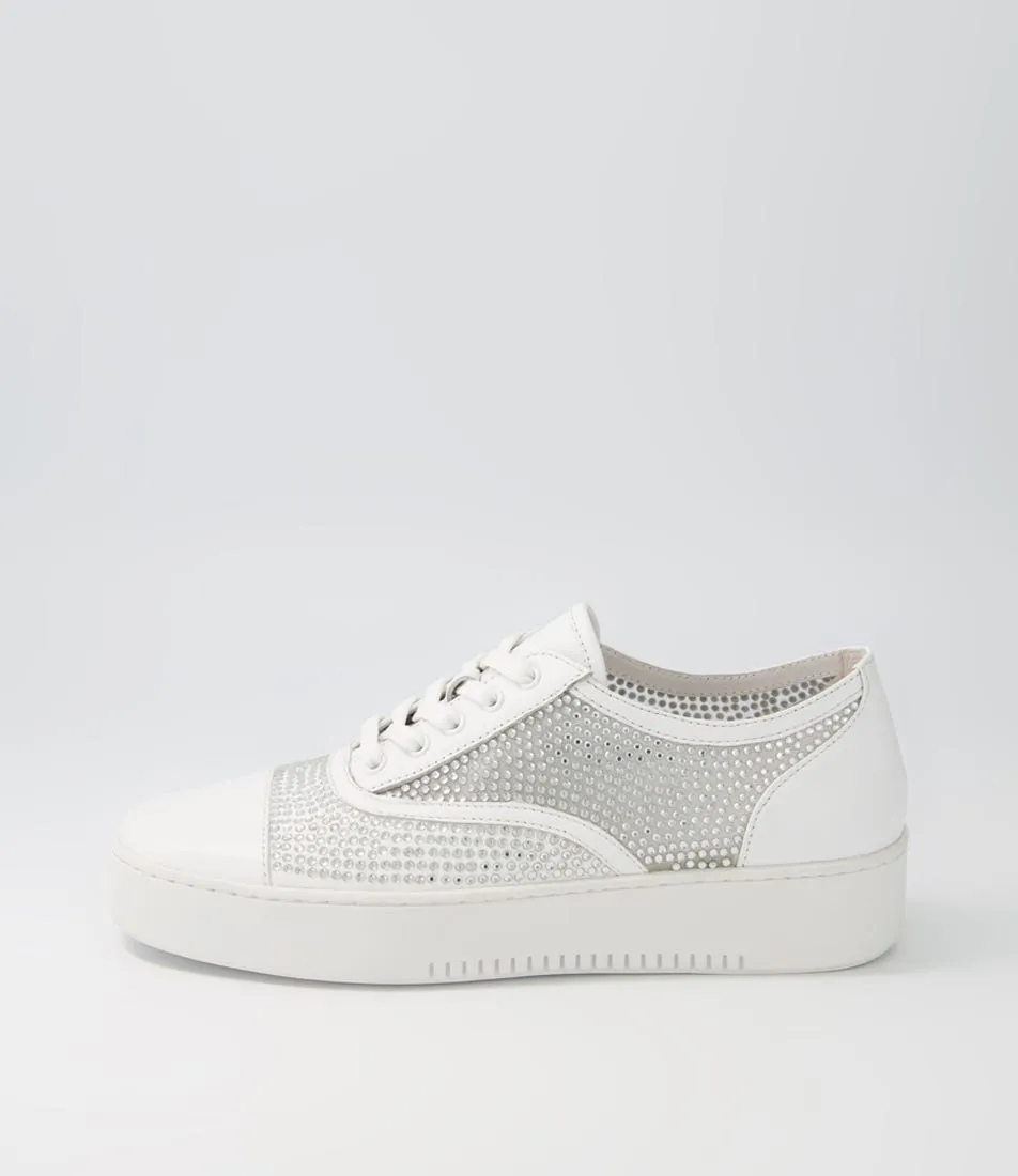 DJANGO & JULIETTE Laider White Leather Mesh Sneakers