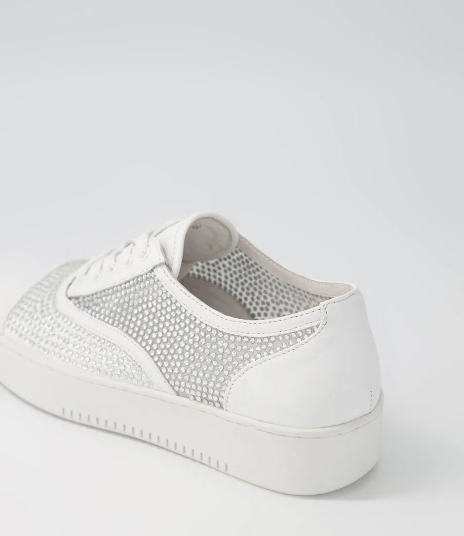 DJANGO & JULIETTE Laider White Leather Mesh Sneakers