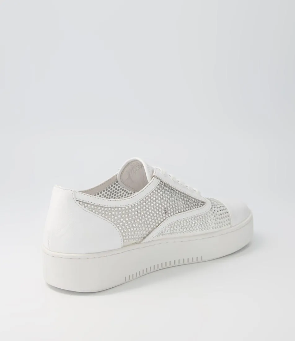 DJANGO & JULIETTE Laider White Leather Mesh Sneakers