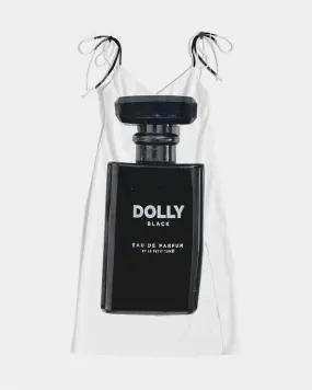 DOLLY Women's White Split Dress with Black Perfume Bottle Design