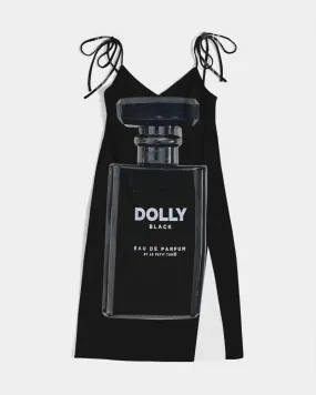 DOLLY Women's Black Split Dress with Black Perfume Bottle Design