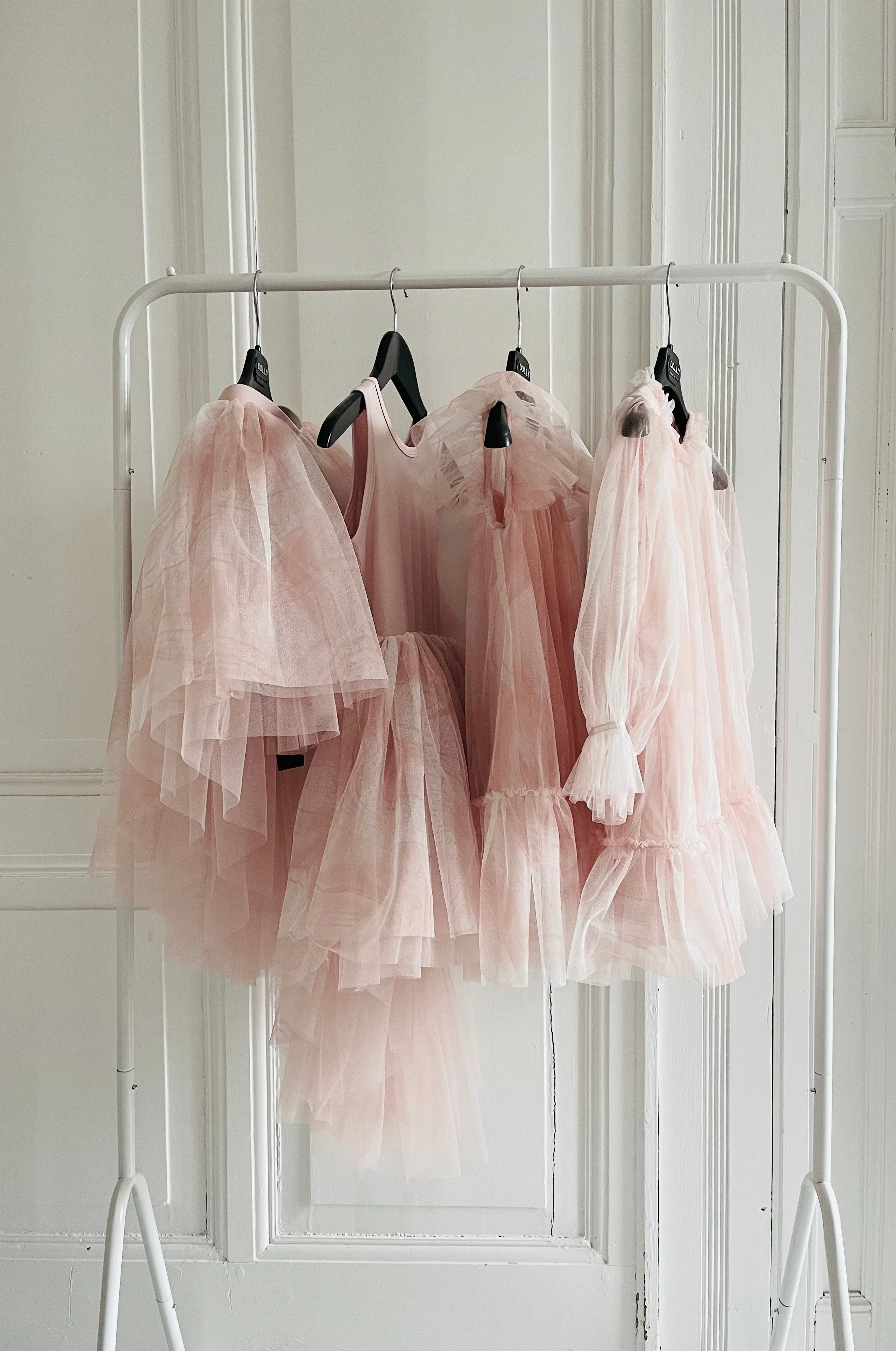 DOLLY Dreamy Pink Clouds Tulle Dress with Train