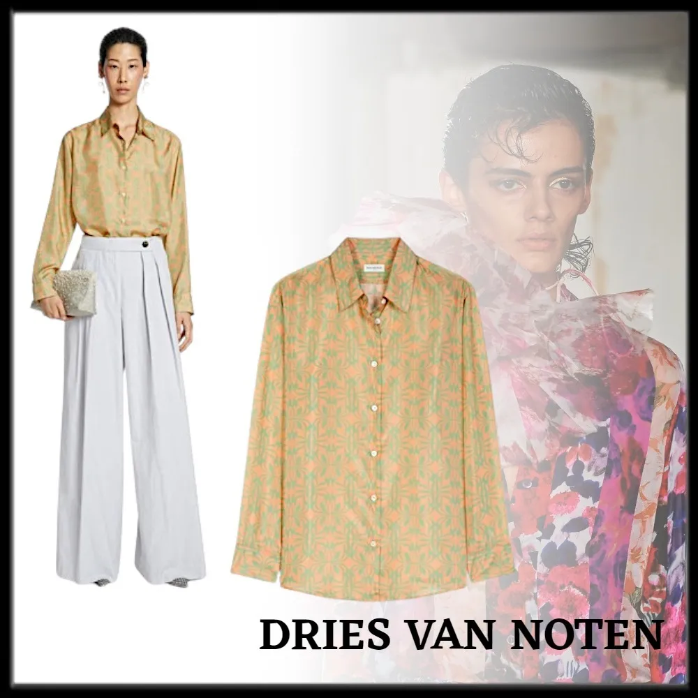 Elegant Silk Front Button Long Sleeve by Dries Van Noten