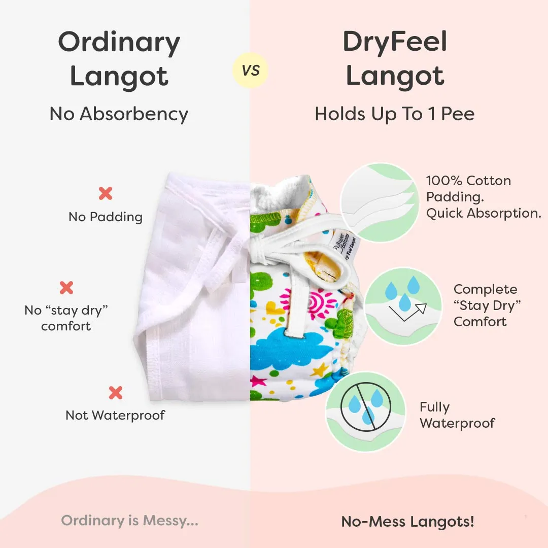 DryFeel Langot + Dry Feel Swaddle Wrap + Wipes-40 Pack Stay Dry Combo