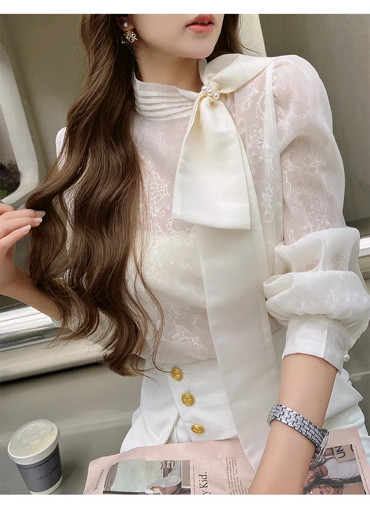 Long Sleeves Plain Office Elegant Top