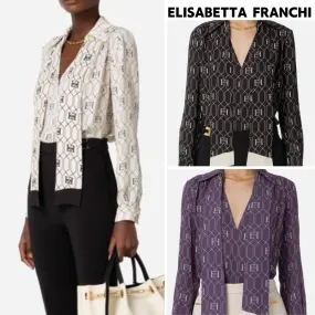 ELISABETTA FRANCHI Long Sleeves Elegant Party Office Top