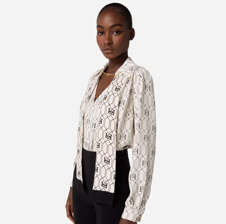 ELISABETTA FRANCHI Long Sleeves Elegant Party Office Top