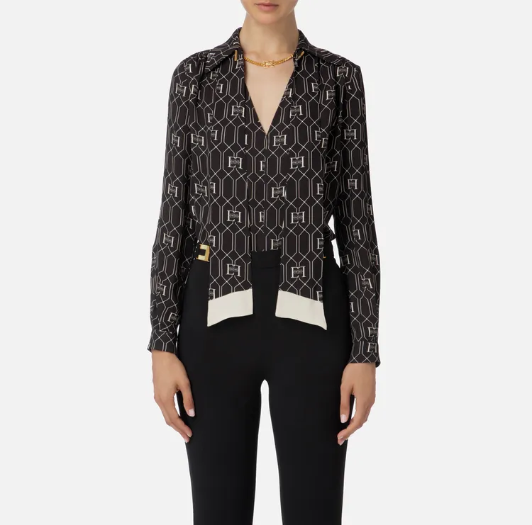 ELISABETTA FRANCHI Long Sleeves Elegant Party Office Top