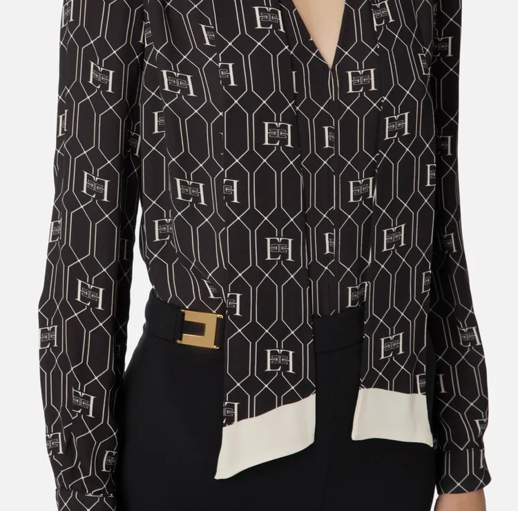 ELISABETTA FRANCHI Long Sleeves Elegant Party Office Top