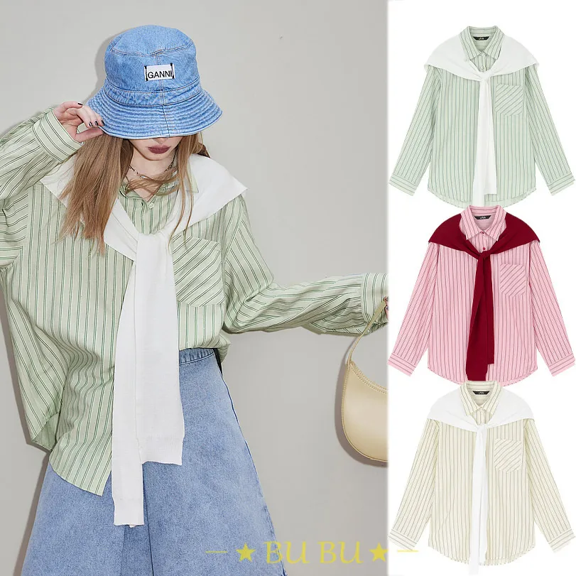 ELF SACK Stripes Casual Blended Long Sleeves