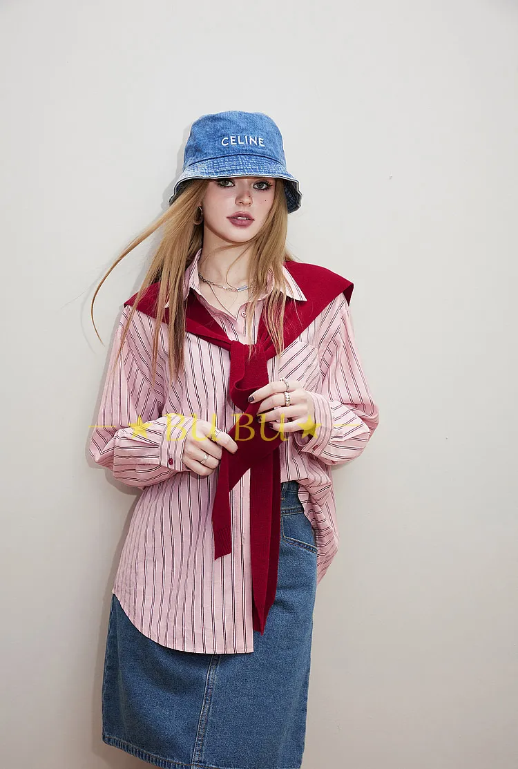 ELF SACK Stripes Casual Blended Long Sleeves