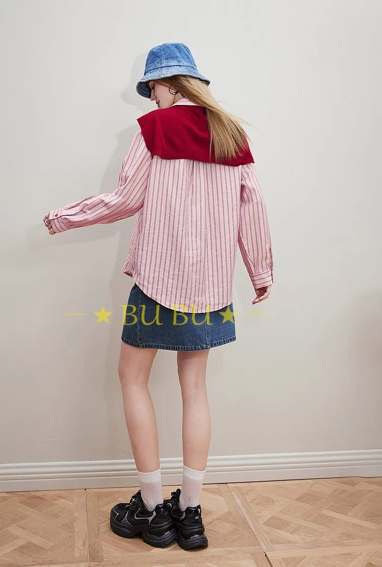 ELF SACK Stripes Casual Blended Long Sleeves