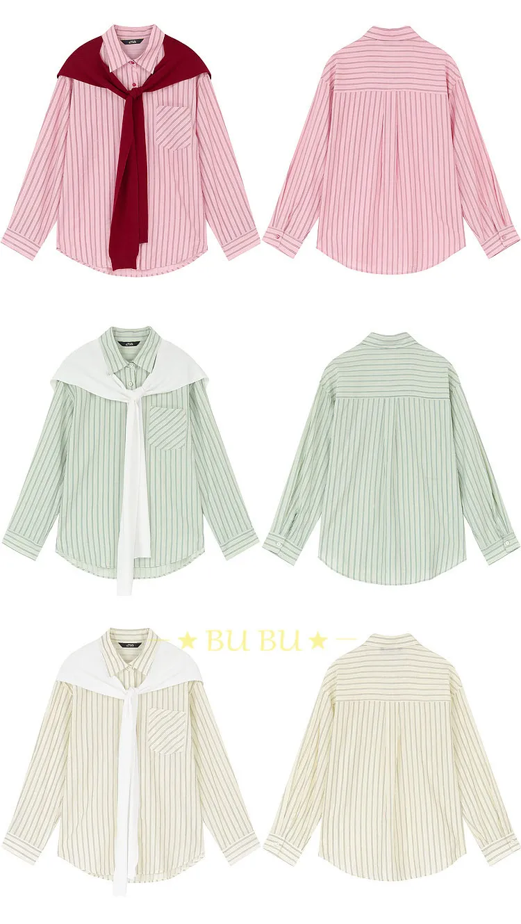 ELF SACK Stripes Casual Blended Long Sleeves