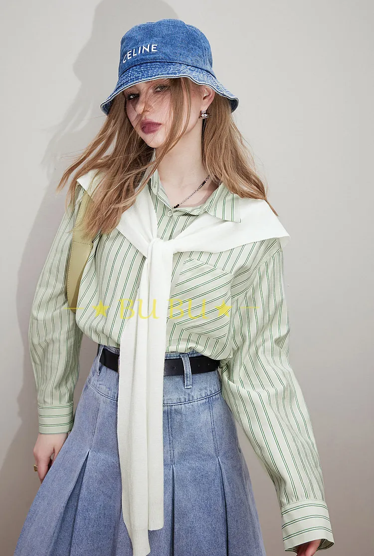 ELF SACK Stripes Casual Blended Long Sleeves