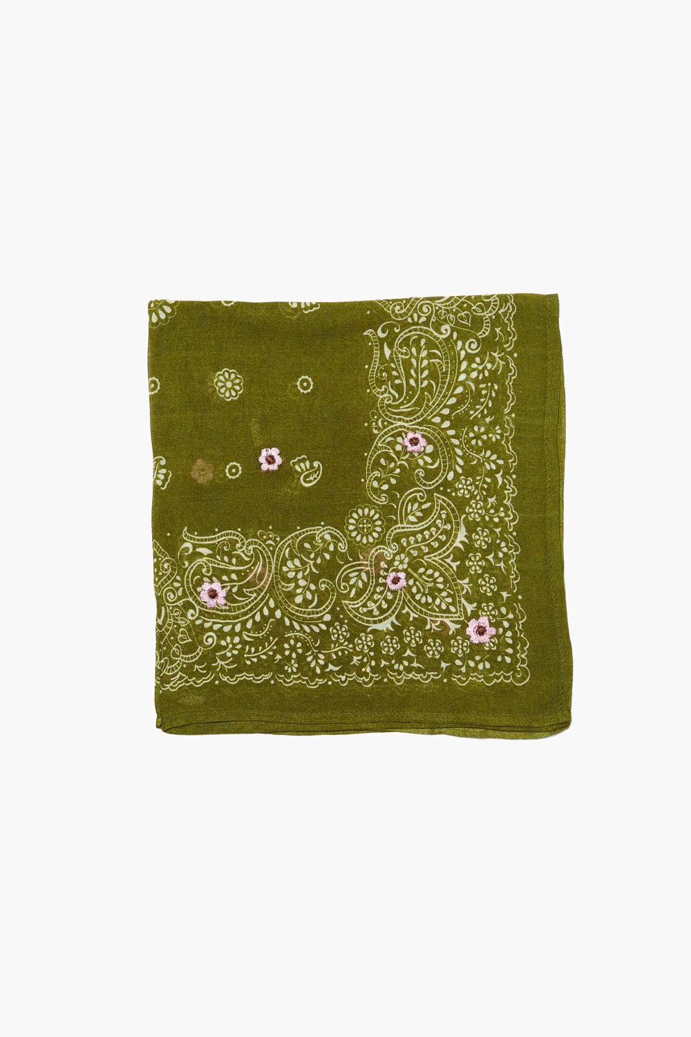 Green Embroidered Bandana