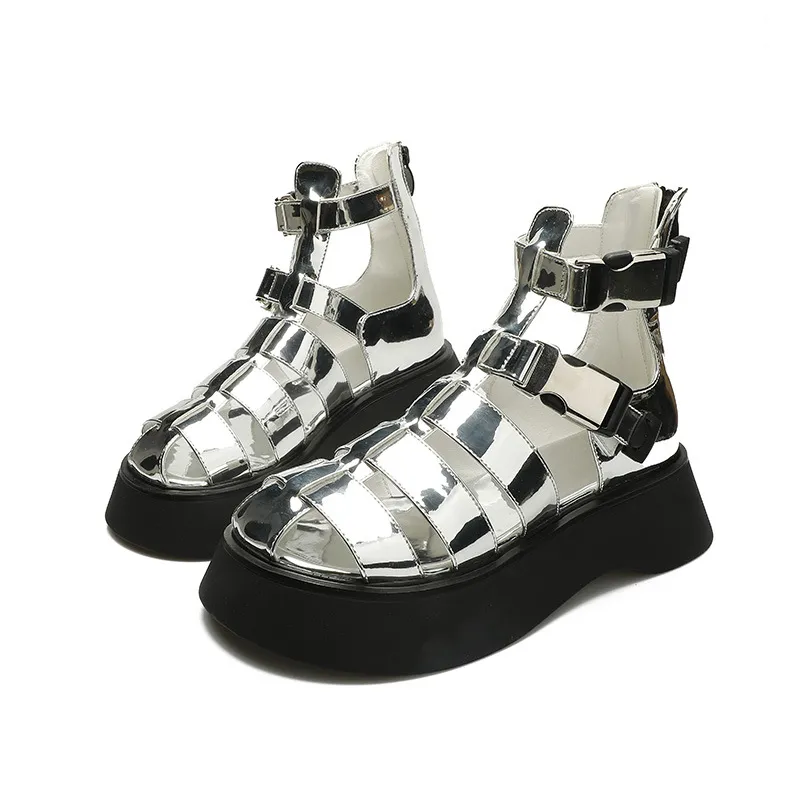 Women High Top Cutout Platform Sandals