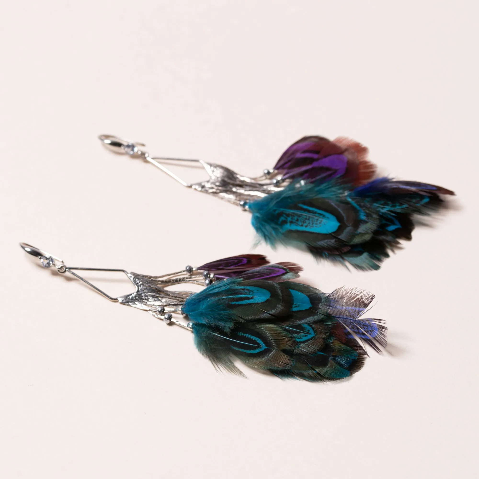 Iridescent Feather Earrings