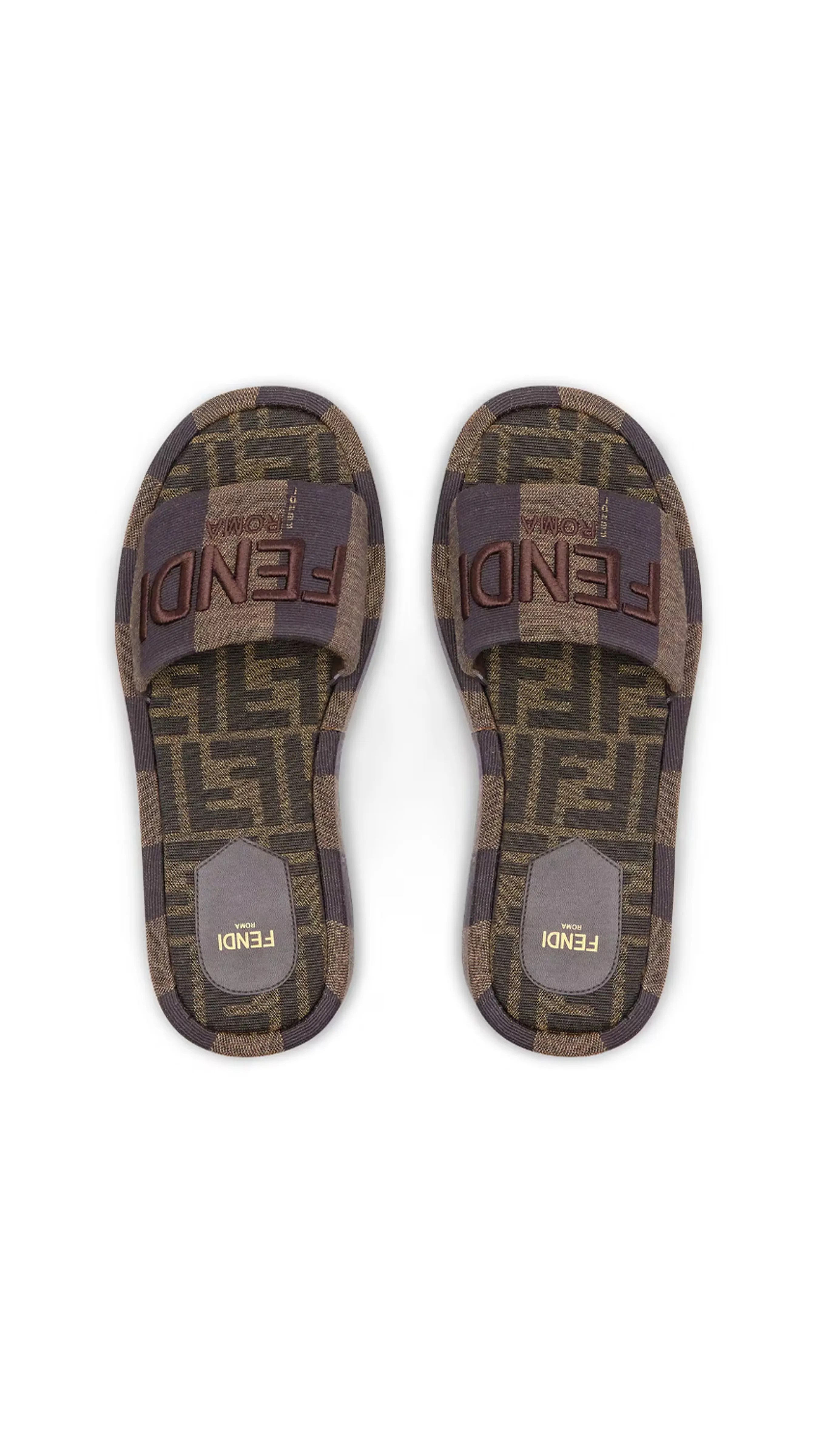 Brown Fendi Platform Slides