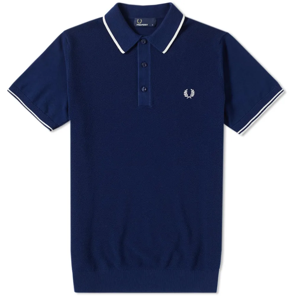 Fred Perry Tipped Knitted Polo in Rich Navy