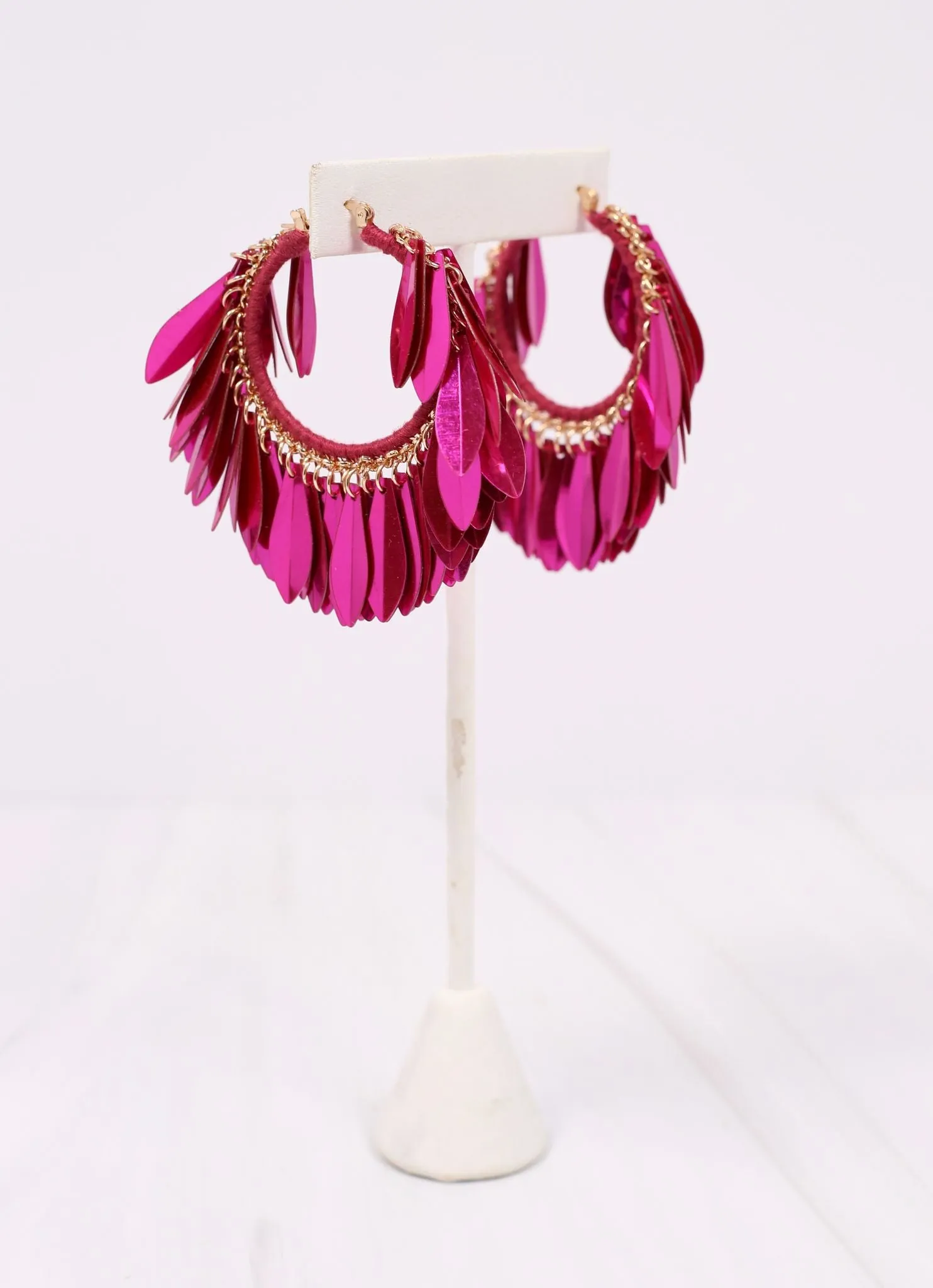 Fuchsia Ramson Sequin Hoop Earring