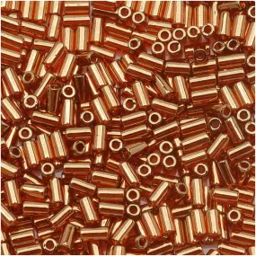 Gold Lustered African Sunset Toho Bugle Tube Beads, Size #1, 8 Grams