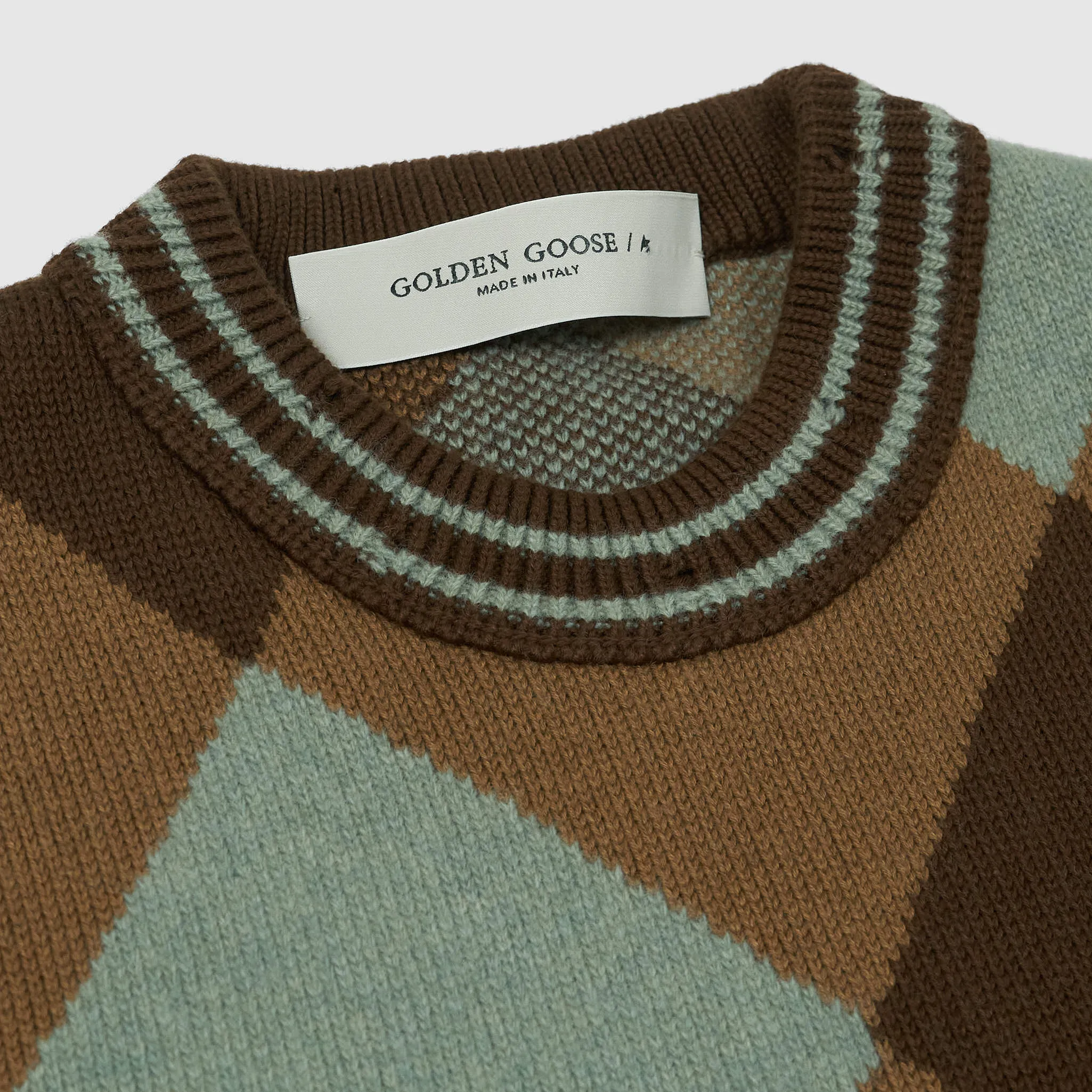 Golden Goose Knitted Diamond Pattern Crew Neck Pullover