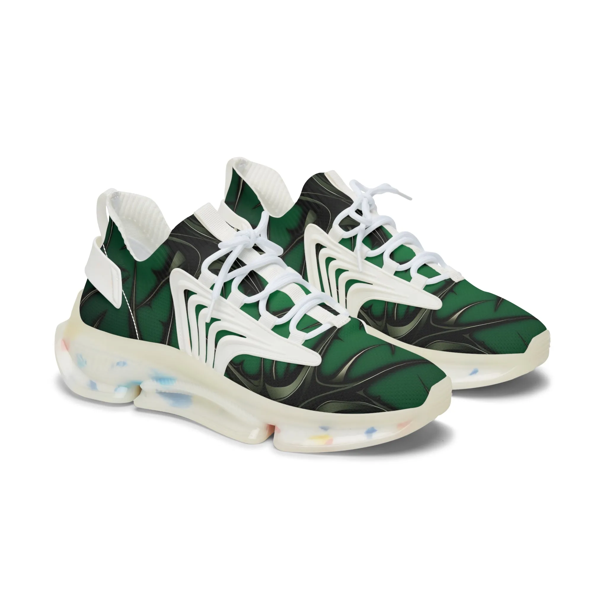 Green and Black Themed Women's Mesh Sneakers - Thorn Design TB-000004