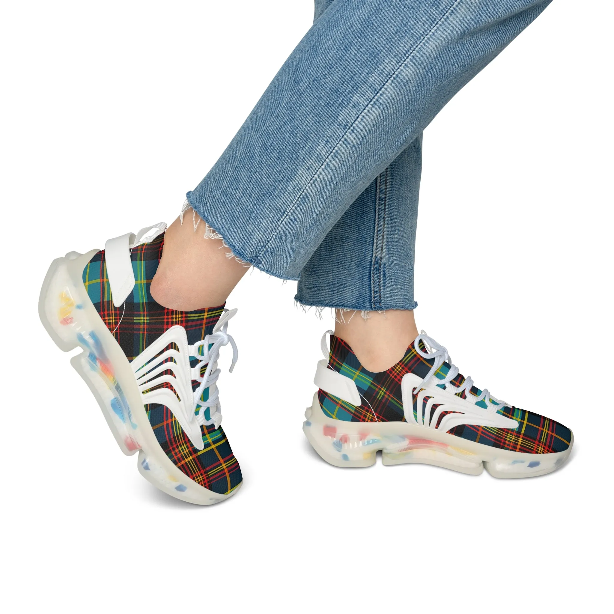 Green Checkred Mesh Sneakers Women TRT-000005