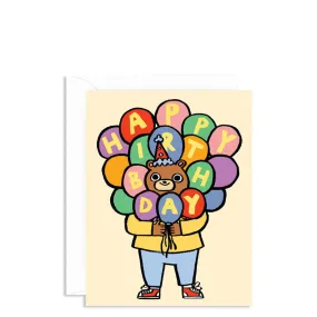 Happy Birthday Bear Balloons Card