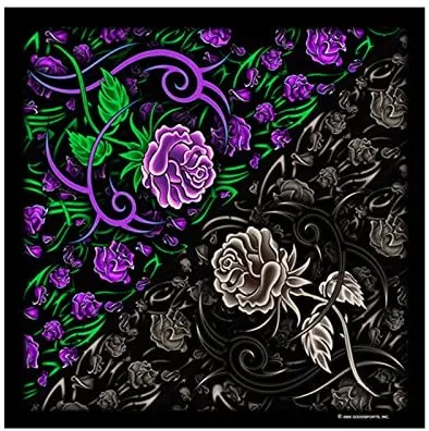 Purple Black Rose Half and Half Bandana