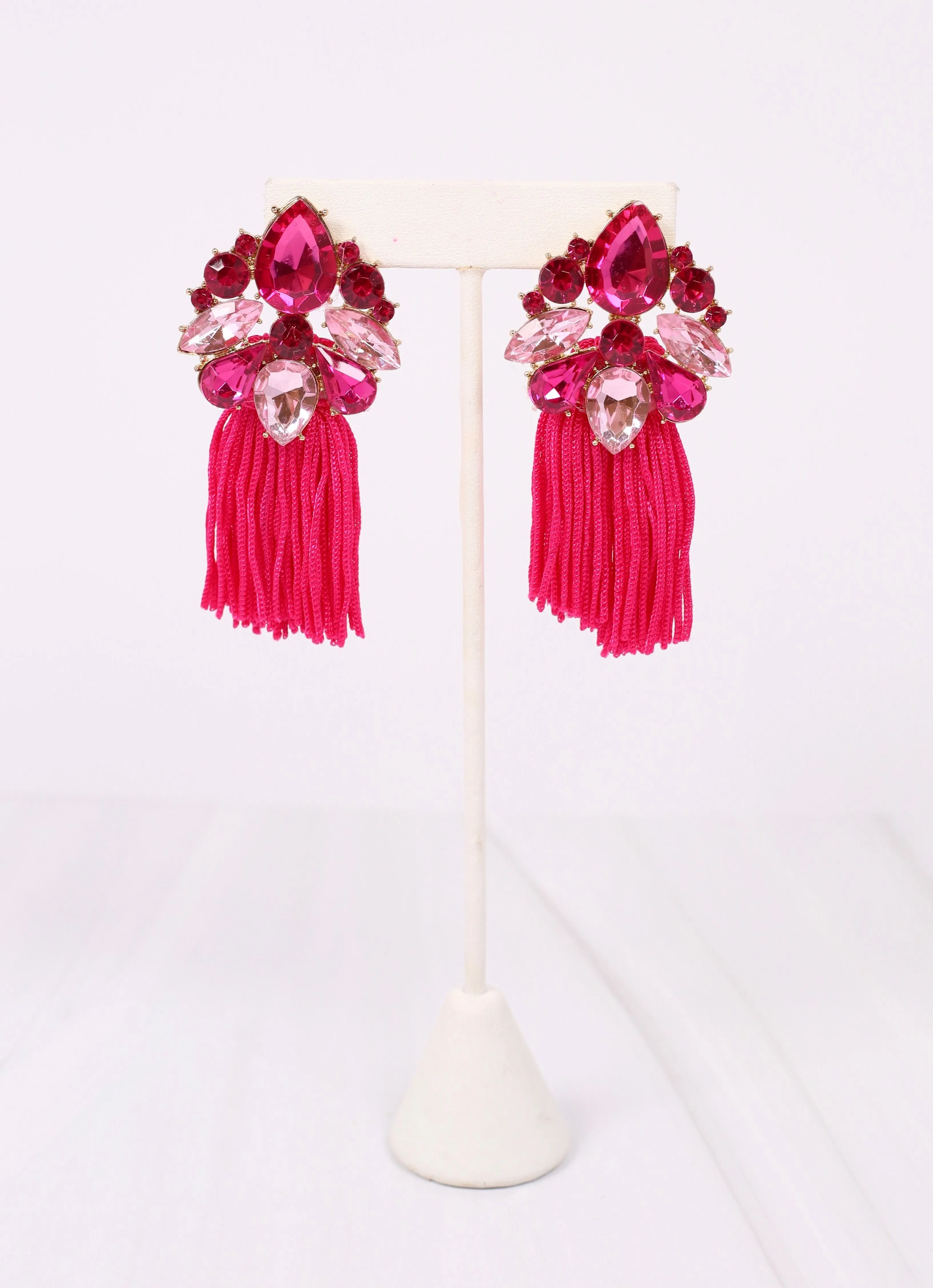 Hot Pink Tassel Earrings