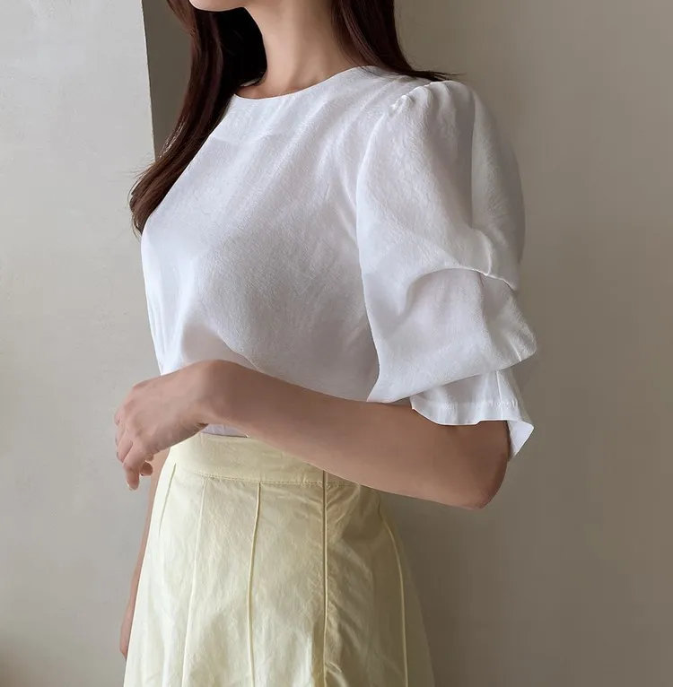 MARI Short Sleeve Elegant Office Blouse