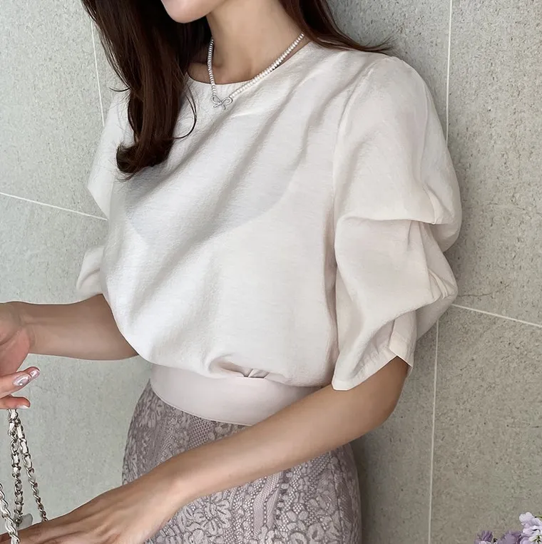 MARI Short Sleeve Elegant Office Blouse