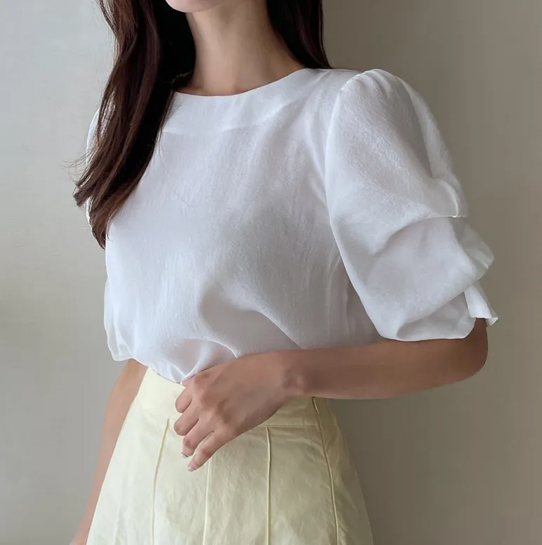 MARI Short Sleeve Elegant Office Blouse