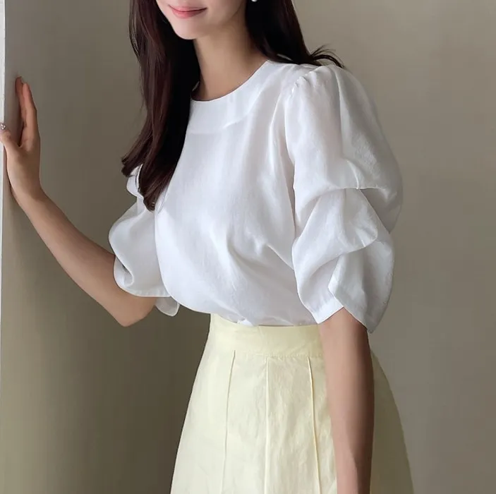 MARI Short Sleeve Elegant Office Blouse