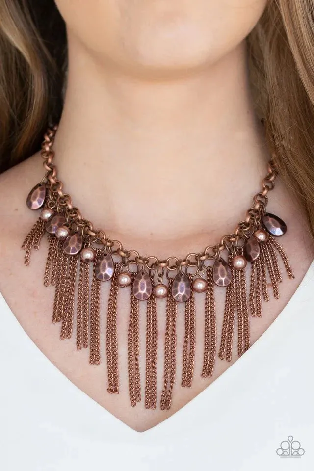 Copper Paparazzi Necklace with Industrial Intensity