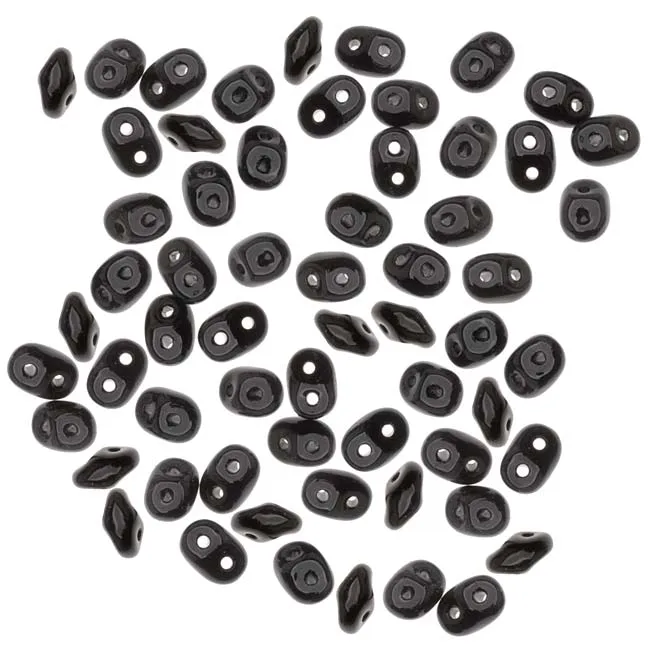 SuperDuo 2-Hole Czech Glass Beads Jet Black 2x5mm 8g Tube